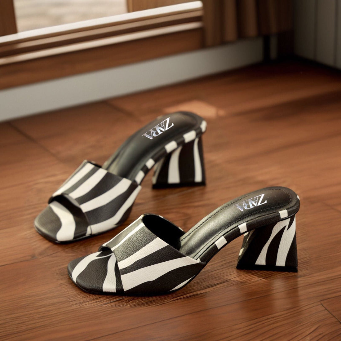 Zara Zebra Triangle Heels